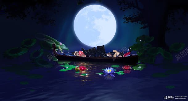 圆圆的月亮中秋节日海报背景