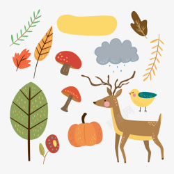 秋季装饰秋季动植物矢量图高清图片