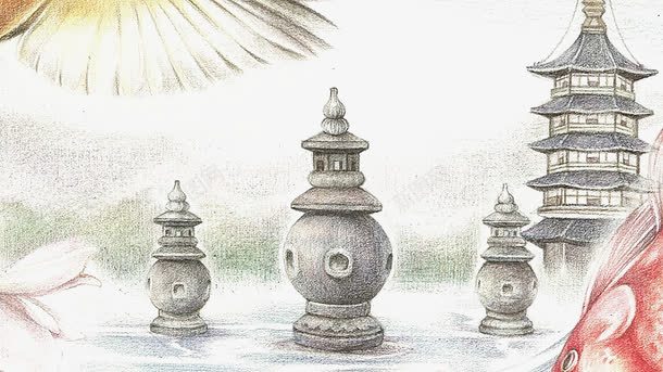 唯美手绘旅游杭州地标图png免抠素材_88icon https://88icon.com 三潭印月 手绘风景图 旅游 杭州地标 西湖 风景