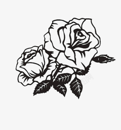 两朵黑白玫瑰花矢量图素材