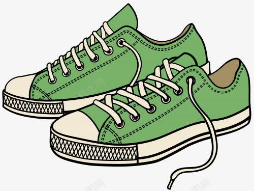 卡通手绘绿色运动鞋png免抠素材_88icon https://88icon.com 帆布鞋 手绘 绘画鞋 绿色 运动鞋 鞋带