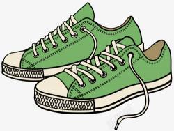 卡通手绘绿色运动鞋素材