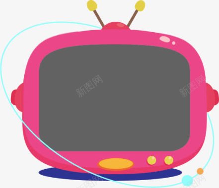 粉色卡通粉色电视机图标图标