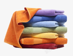 层叠着折叠好的毛巾清洁用品实物素材