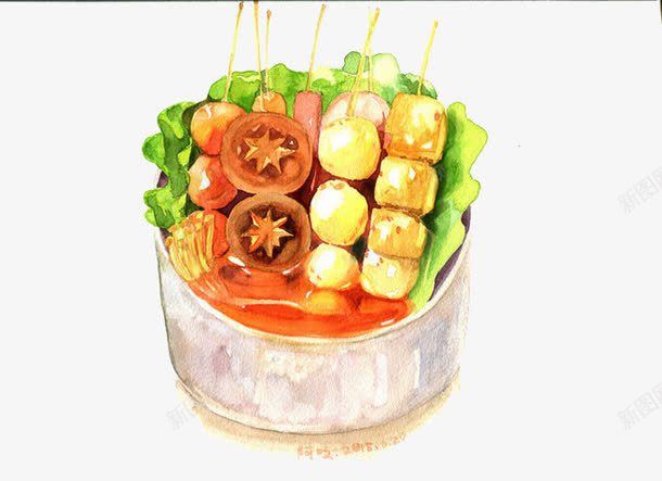 小火锅png免抠素材_88icon https://88icon.com 手绘美食 火锅丸子 菜叶 蔬菜 餐饮