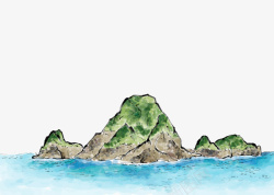 卡通海面手绘海岛礁石高清图片