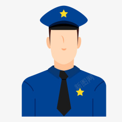 警察扁平化一个蓝色制服的公务人员高清图片