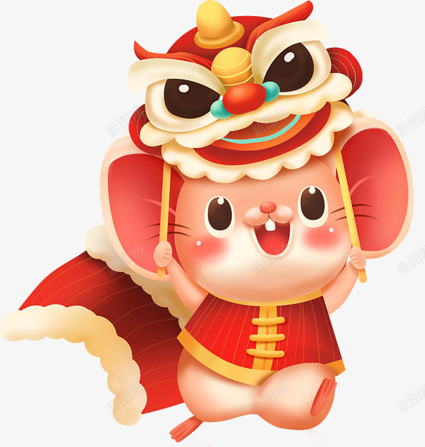 鼠舞狮新年喜庆红色png免抠素材_88icon https://88icon.com 喜庆 小孩子舞狮 彩绘舞狮 新年 漂亮鼠 舞狮 鼠