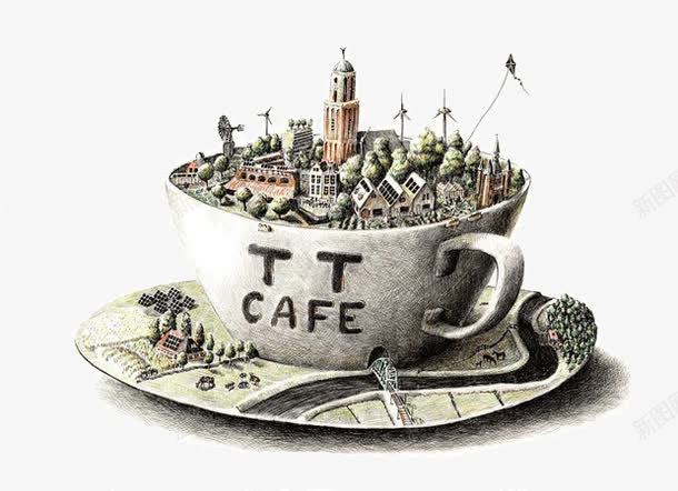 咖啡杯中的城市素描插画png免抠素材_88icon https://88icon.com 创意 咖啡杯 城市 手绘 插画 素描 绘画 艺术