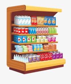 货柜设计四层的放置牛奶饮料等货柜高清图片