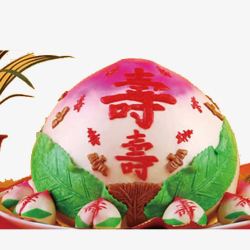 寿宴背景素材桃子馒头盛宴高清图片
