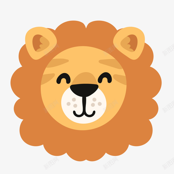 可爱的狮子头像矢量图ai免抠素材_88icon https://88icon.com 动物园 卡通 可爱 头像设计 微笑 狮子 狮子涂色 矢量图