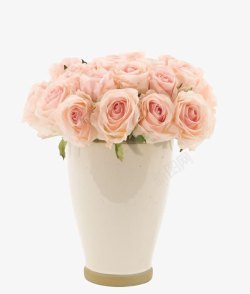 粉色玫瑰白色花瓶插花软装装饰素材