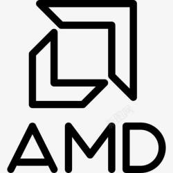 处理器硬件图标AMD芯片线图标标志处理器标志高清图片