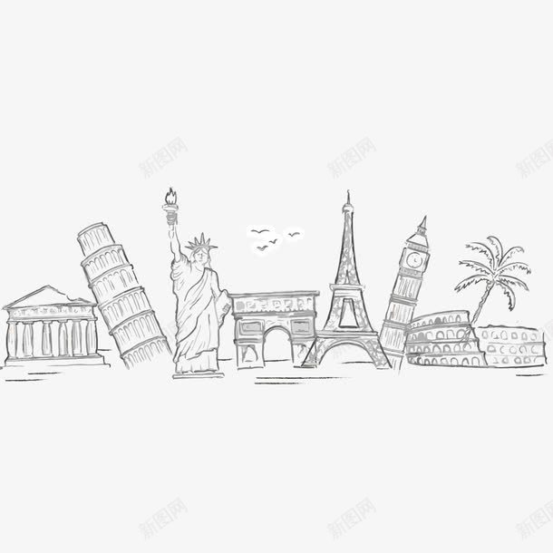城市建筑线稿png免抠素材_88icon https://88icon.com 写真在线 名胜 填色练习 巴黎 旅游 景点 线稿 艾菲尔 艾菲尔铁塔手绘 铁塔 风景 黑白