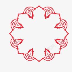 红色八边形几何对称花瓣图案素材