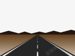手绘沙漠公路素材
