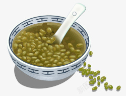 卡通手绘绿色绿豆汤绿豆糖水素材
