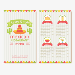 创意墨西哥餐馆菜单正反面矢量图海报