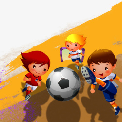 卡通彩色笔青少年足球赛平面装饰高清图片