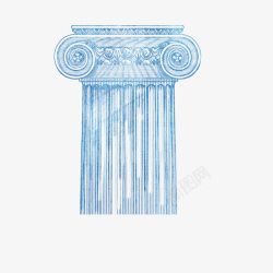 手绘希腊石柱背景矢量图素材