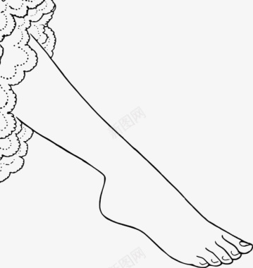 风格化手绘女人的脚黑白纤细图标图标