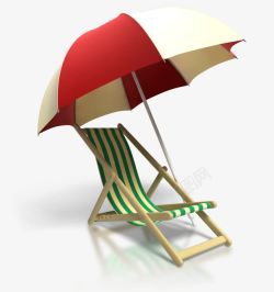 沙滩上的躺椅和遮阳伞素材