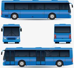 蓝色的城市公交车矢量图素材