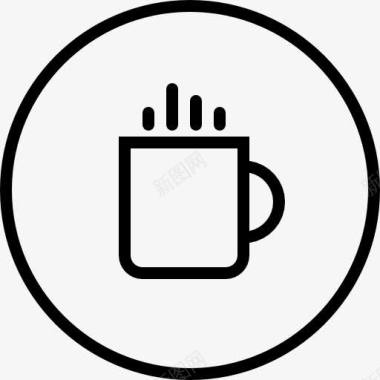 喝咖啡商务女士咖啡店的圆形按钮图标图标