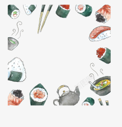 手绘水彩日式美食素材