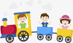 儿童火车儿童节坐火车的小朋友高清图片