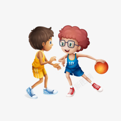 防守的男孩卡通玩篮球的男孩高清图片