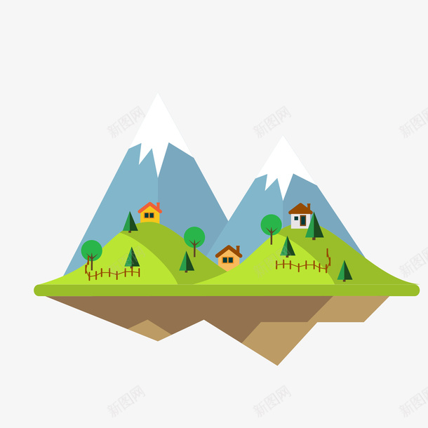 手绘扁平小村庄矢量图eps免抠素材_88icon https://88icon.com png免抠图 创意 卡通 大山 小村庄 扁平 手绘 时尚 树林 矢量图