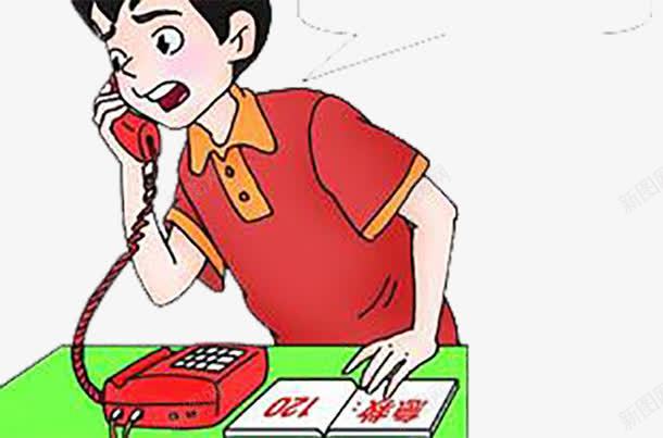 打电话的男孩png免抠素材_88icon https://88icon.com 害怕的人 急救 打急救电话 红色的电话 红色的衬衫 绿色的桌子