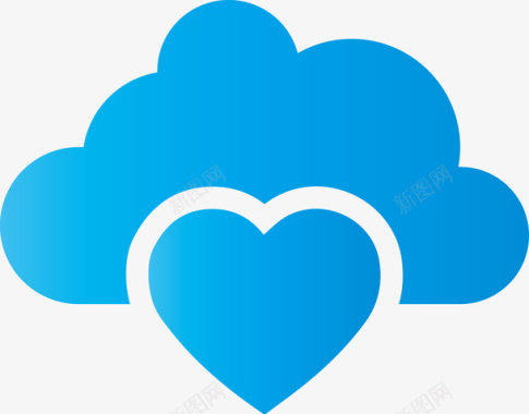 蓝色云朵桃心logo图矢量图图标图标
