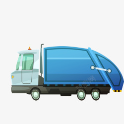 扁平垃圾车卡通蓝色的垃圾车矢量图高清图片