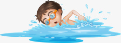 蓝色水花飞溅宣传设计儿童节游泳的男孩高清图片