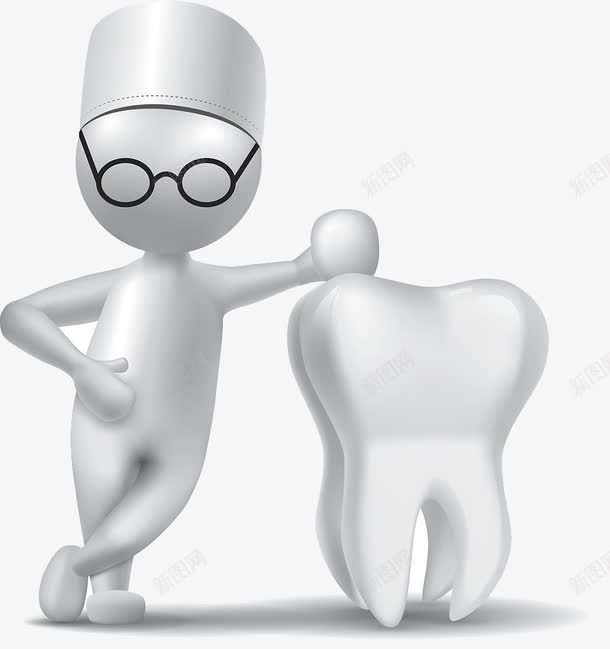 3D小人牙医png免抠素材_88icon https://88icon.com 3D小人 口腔检查 牙医 牙齿检查 牙齿模型 眼镜 蛀牙 诊所