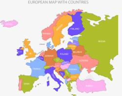 彩色城市欧洲地图素材