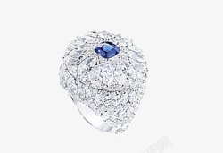 蓝色宝石钻石戒指素材