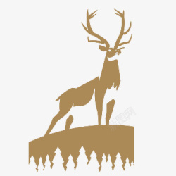 站在高处观望的长角的鹿的插画素材