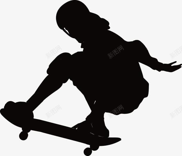 轮滑滑板剪影png免抠素材_88icon https://88icon.com 少女 滑板 滑板姿势 轮滑剪影 运动