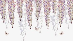 紫藤萝手绘清新珠宝花卉背景墙素材