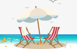 镞呮父鏅沙滩太阳伞躺椅矢量图高清图片