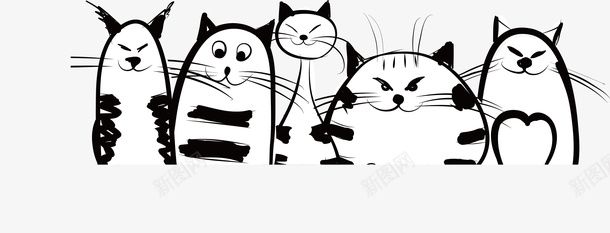 动物创意猫咪简笔画矢量图图标图标