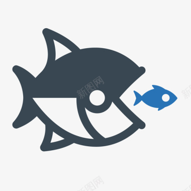 吃食物的舌头黑色大鱼吃小鱼元素矢量图图标图标