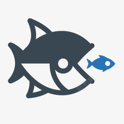 生物链PNG黑色大鱼吃小鱼元素矢量图图标高清图片