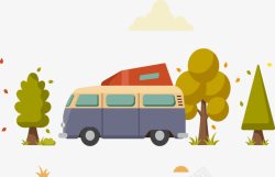 秋季旅游旅游小巴士矢量图高清图片