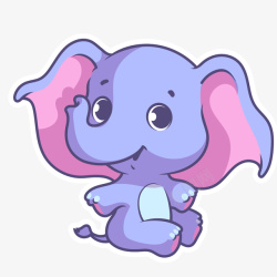 紫色耳朵卡通紫色的大象动物高清图片
