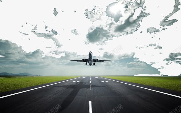 起飞的飞机和跑道云彩png免抠素材_88icon https://88icon.com 云彩 起飞的飞机 跑道